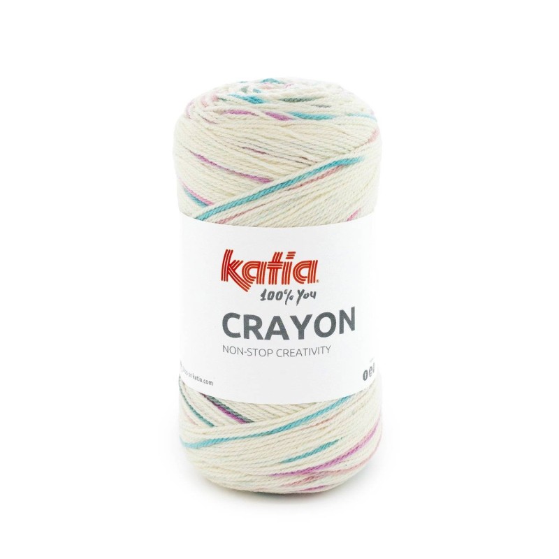 CRAYON 52  Ecru-Kauwgom roze-Turquoise 100gr