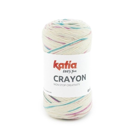 CRAYON 52  Ecru-Kauwgom roze-Turquoise 100gr