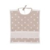 Slabbetje beige+witte bollen 30x34cm
