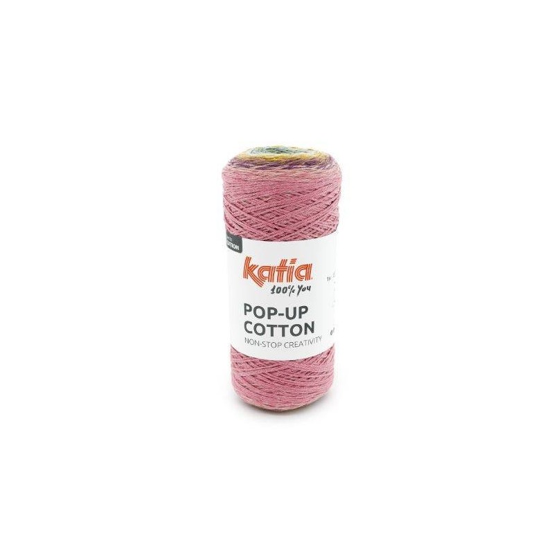 POP-UP COTTON 1457 Kauwgom roze-Lila-Geel-Groen