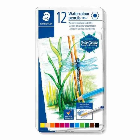 aquarel kleurpotloden - metalen etui 12 st DJ