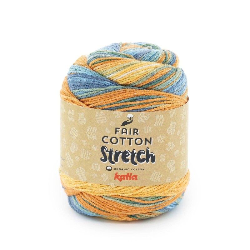 FAIR COTTON STRETCH 1464 Oranje-Groen-Blauw 100