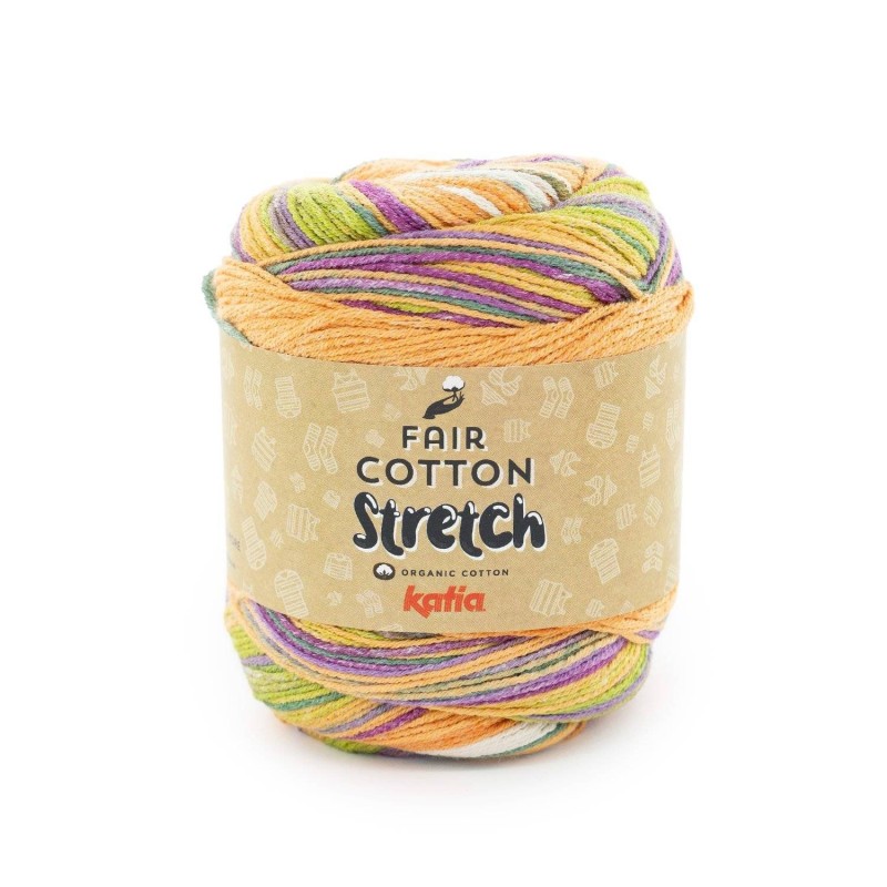 FAIR COTTON STRETCH 1464 Paars-Groen-Oranje 100