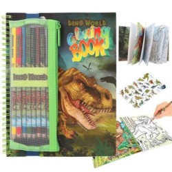 Dino World kleurboek met kleurpotloden