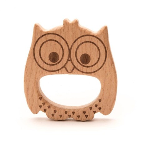 Houten bijtring in de vorm van uil / 1 stuk