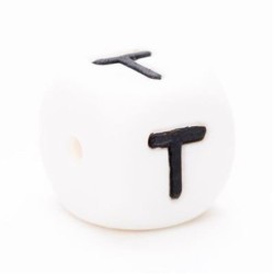 Siliconen letterkraal T / per stuk