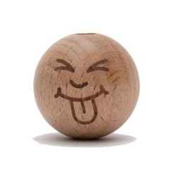 Houten kraal gelukspoppetje 25 mm Daan/2 st natur