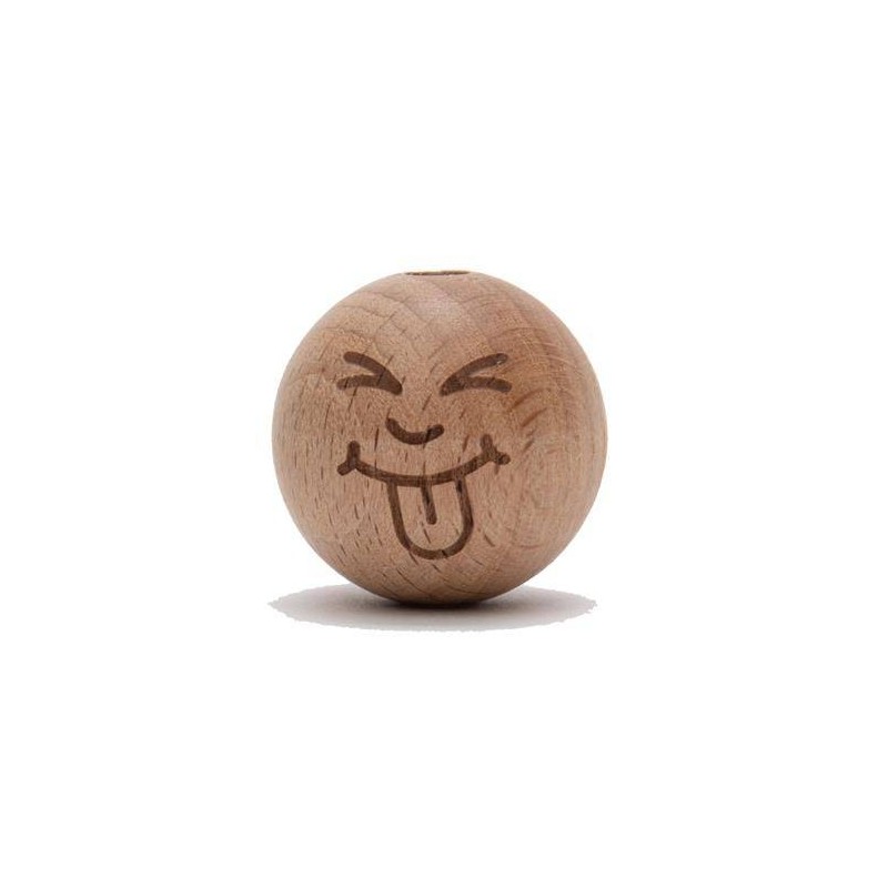 Houten kraal gelukspoppetje 25 mm Daan/2 st natur