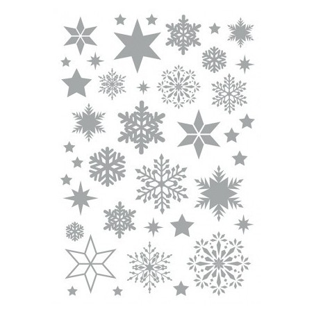Rub on transferts A5 sneeuwvlokken / flocons silve