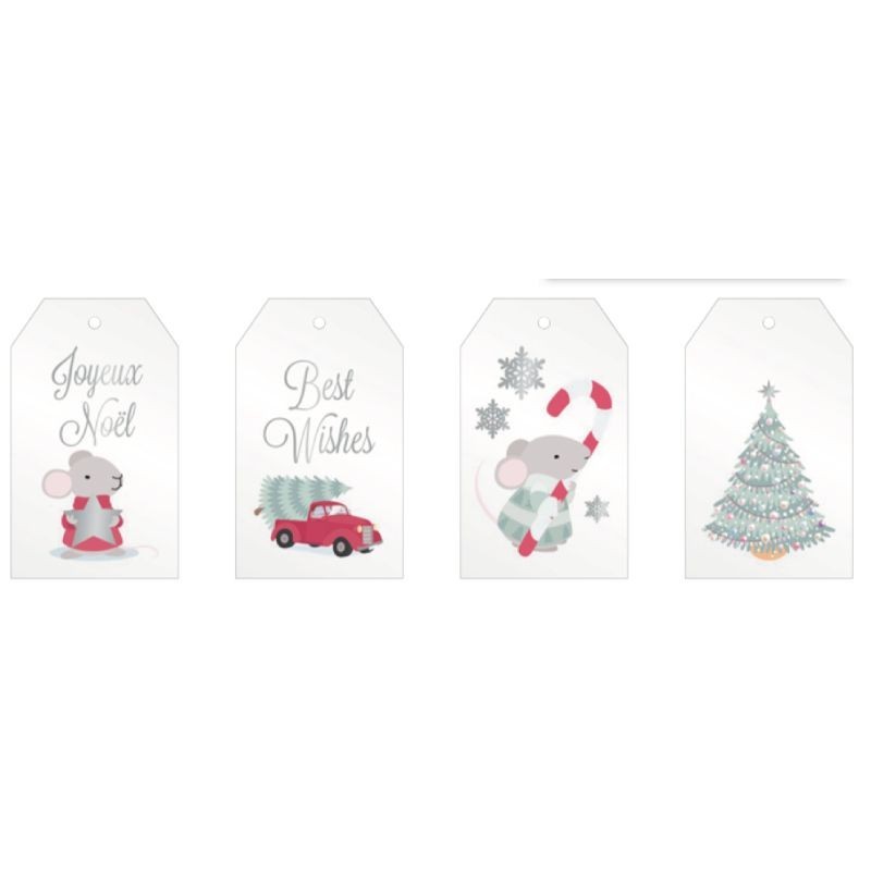 Once upon a time acetate tags 8pc Kerstmuisjes