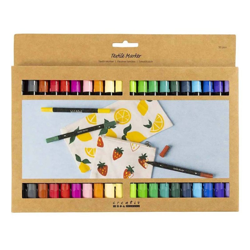 Textielstiften, lijndikte 2,3+3,6 mm, standaardkle