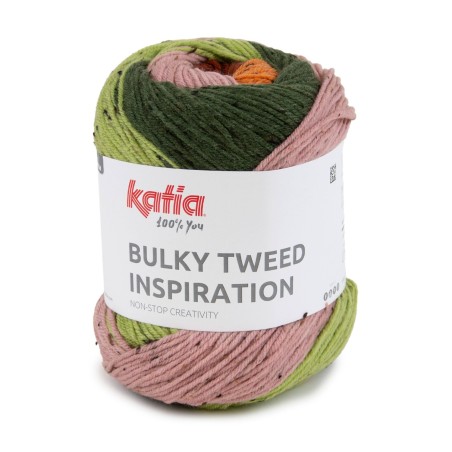 BULKY TWEED INSPIRATION Groen-Kauwgom roze-Ro