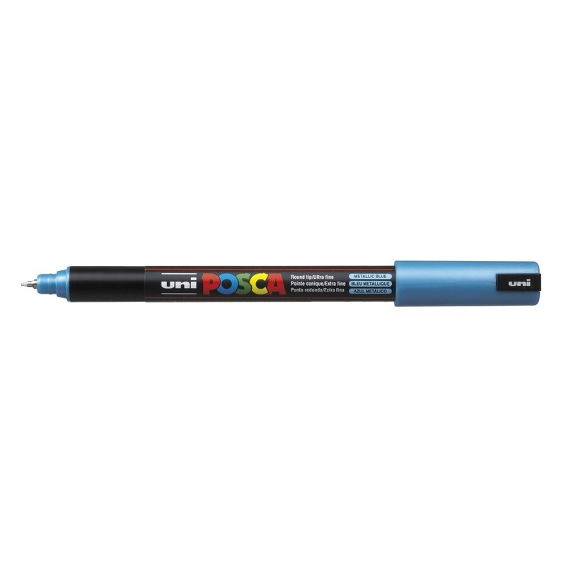 Viltstift Posca extrafijn0.7mmmet.blauw