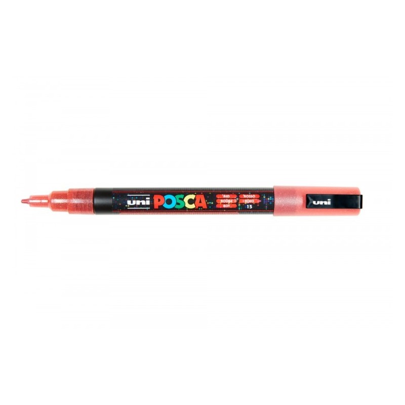 Viltstift Posca extrafijn1,5mmglitterrood
