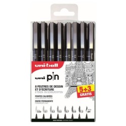 Etui 5+3 GRATIS STIFTJES ZWART PIN CALIBRES UNI BA