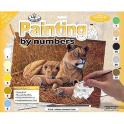 Schilderenopnrafricanlioness&cubs