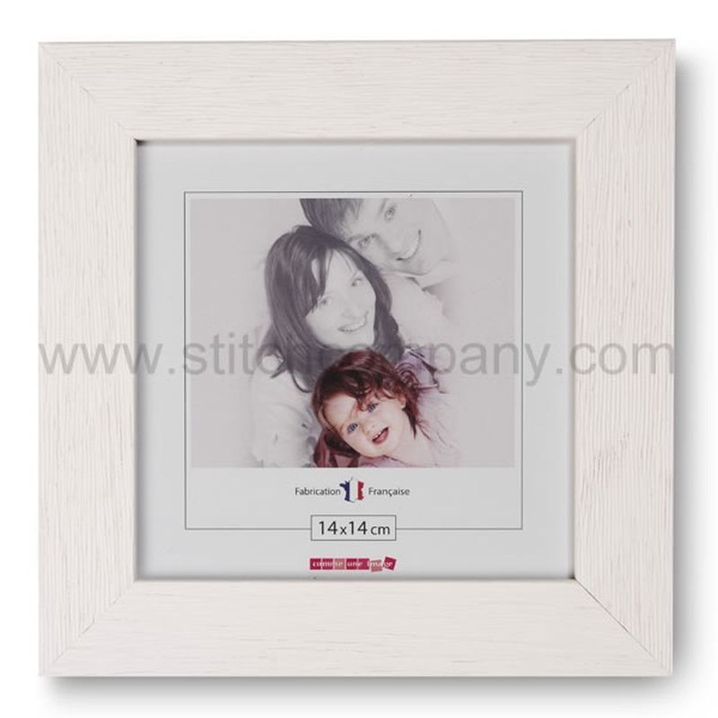 Houten kader 14 x 14 cm wit met glas