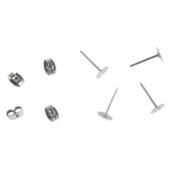 Edelstaal oorsteker m.plaat 6mm diam / 4st