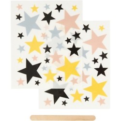 Rub-on Sticker , vel 12,2x15,3 cm, sterren, 1doos