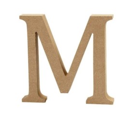 Houten letter 'M' 8cm hoog/1,5cm dik