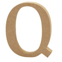 Houten letter 'Q' 8cm hoog/1,5cm dik