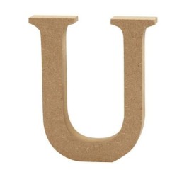 Houten letter 'U' 8cm hoog/1,5cm dik