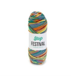 FESTIVAL 205 Water blauw-Lila-Roest bruin-Geel 100
