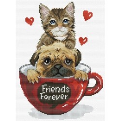 Voorbedrukt kruissteekpakket Friends Forever
